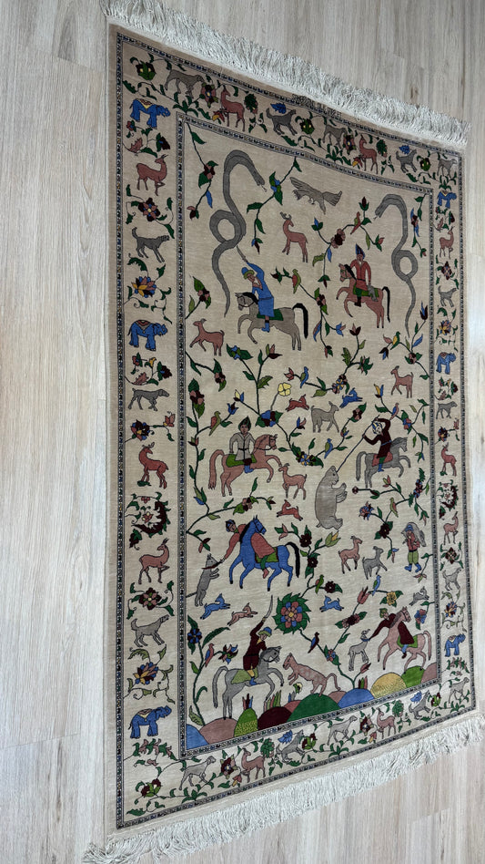 Silk Rug. Royal Hunt.