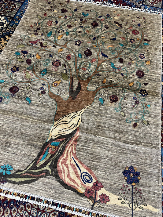 Wool Rug. Tree of Ruby Fruit.