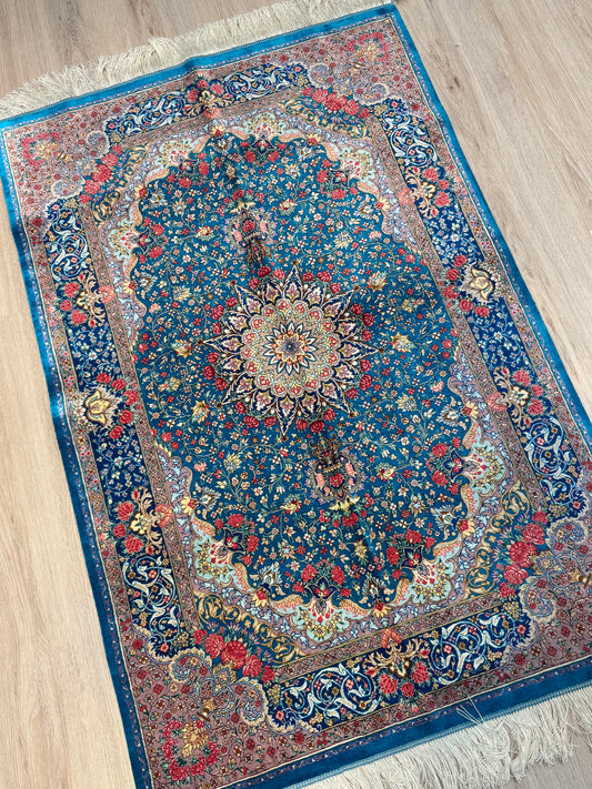 Silk Rug. Garden Bloom.