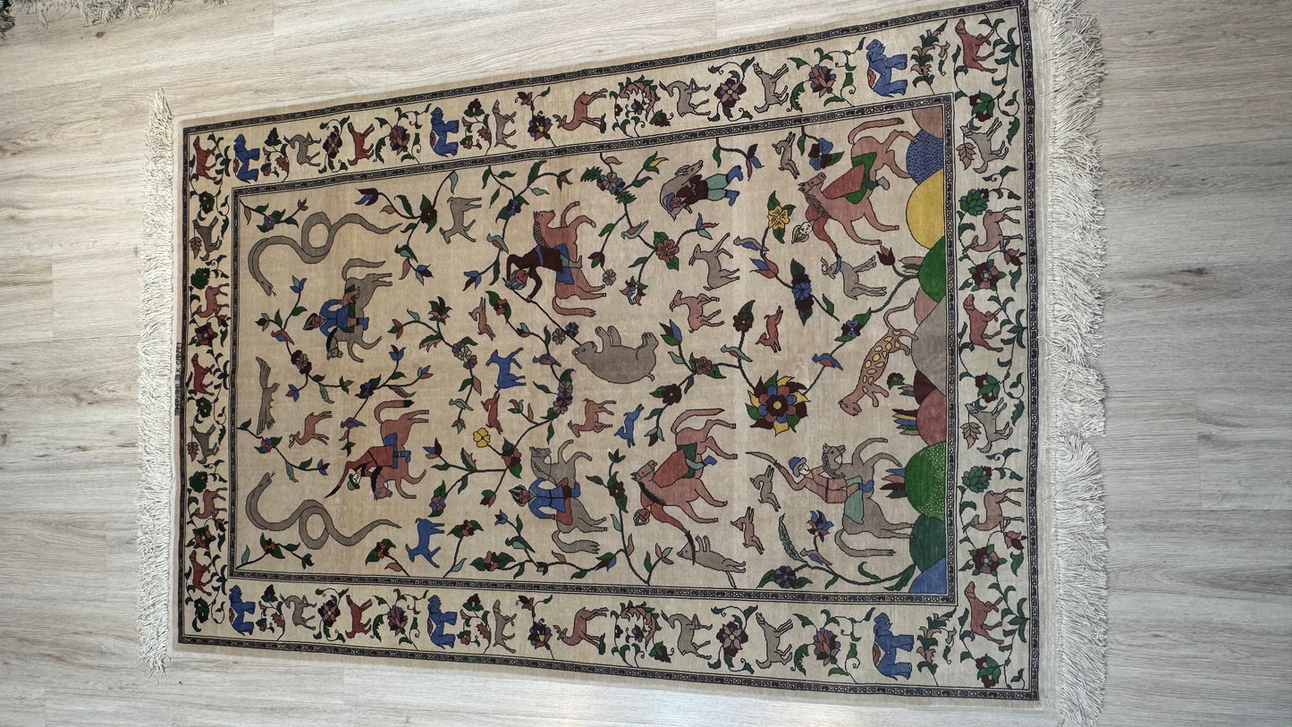Silk Rug. Royal Hunt.