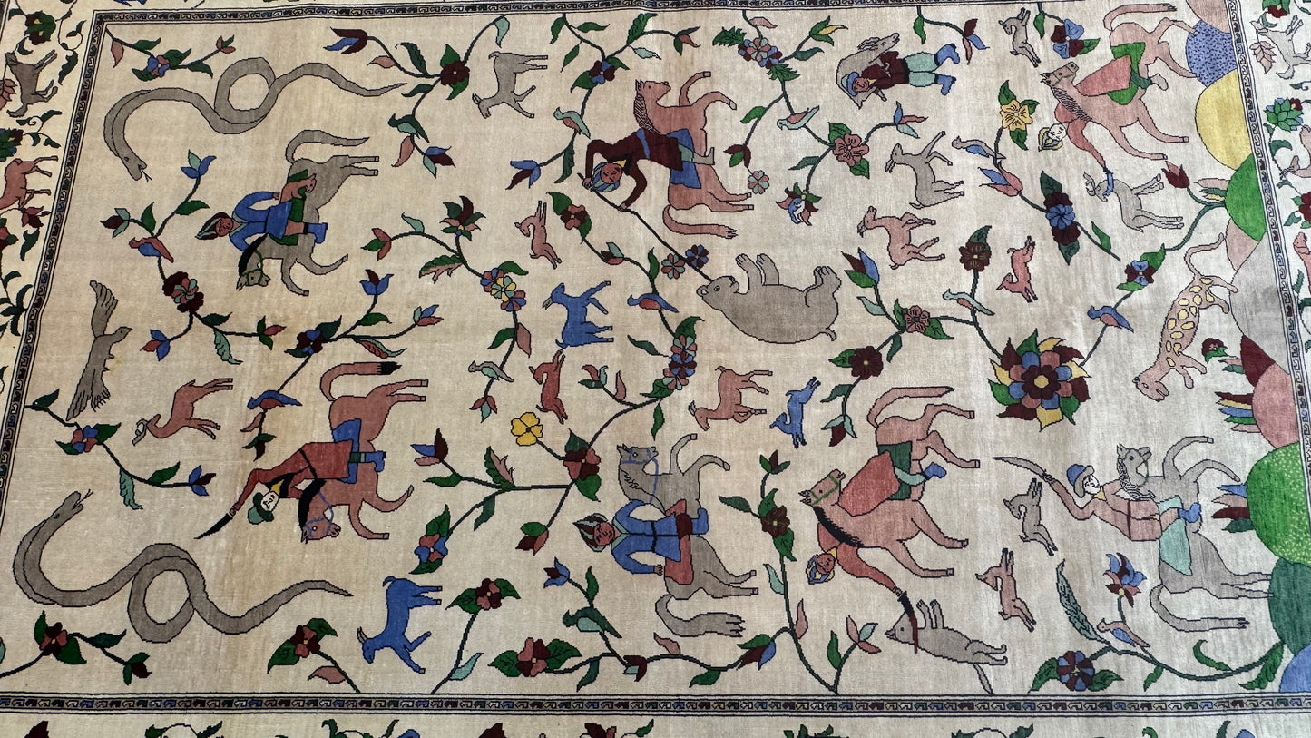 Silk Rug. Royal Hunt.