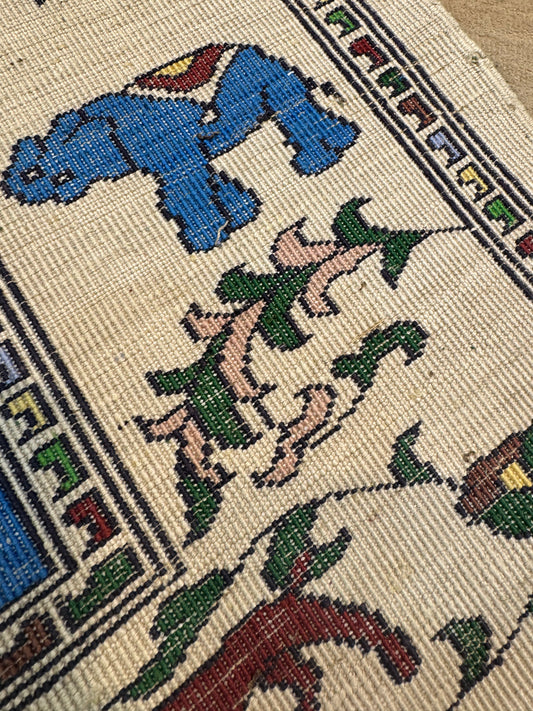 Silk Rug. Nomadic Hunt.