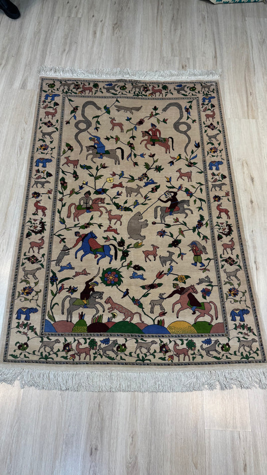 Silk Rug. Royal Hunt.