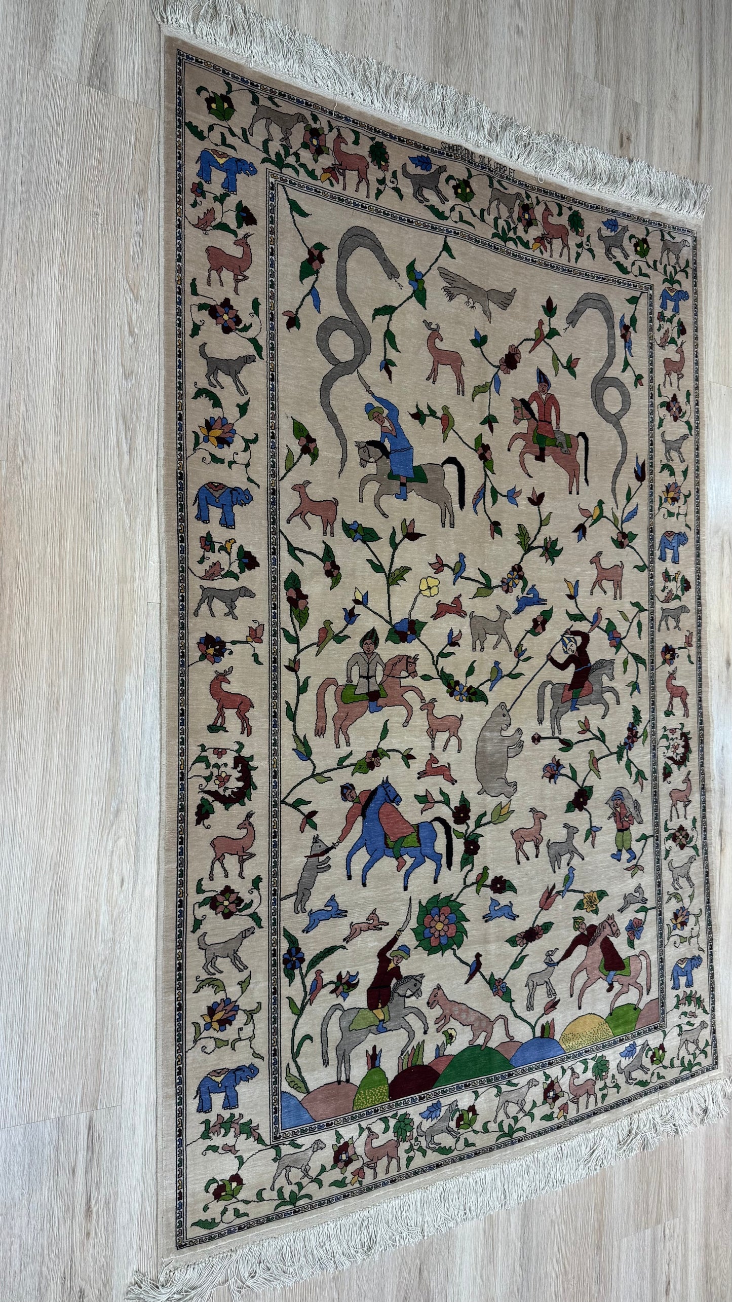 Silk Rug. Royal Hunt.