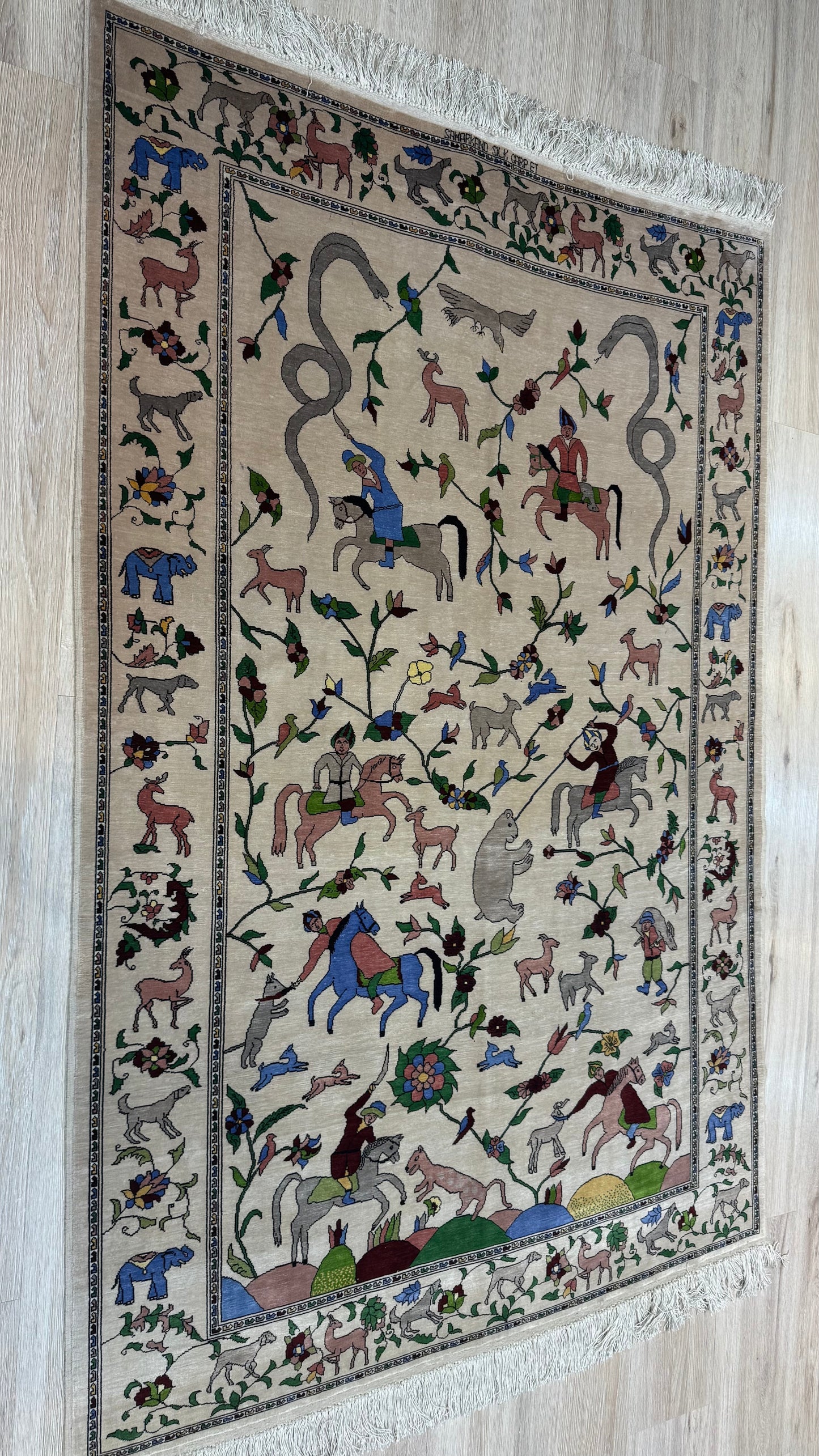 Silk Rug. Royal Hunt.