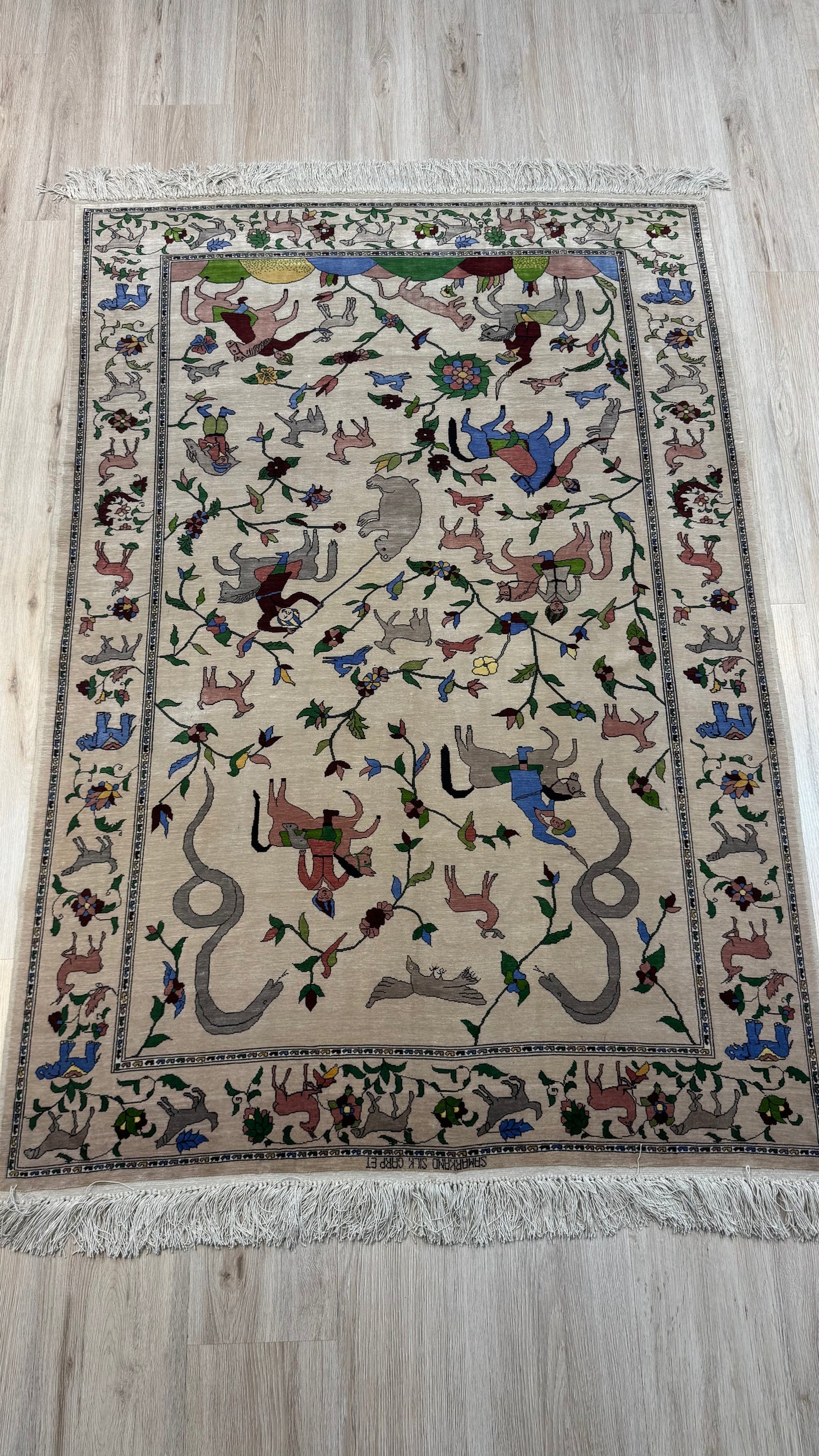 Silk Rug. Royal Hunt.