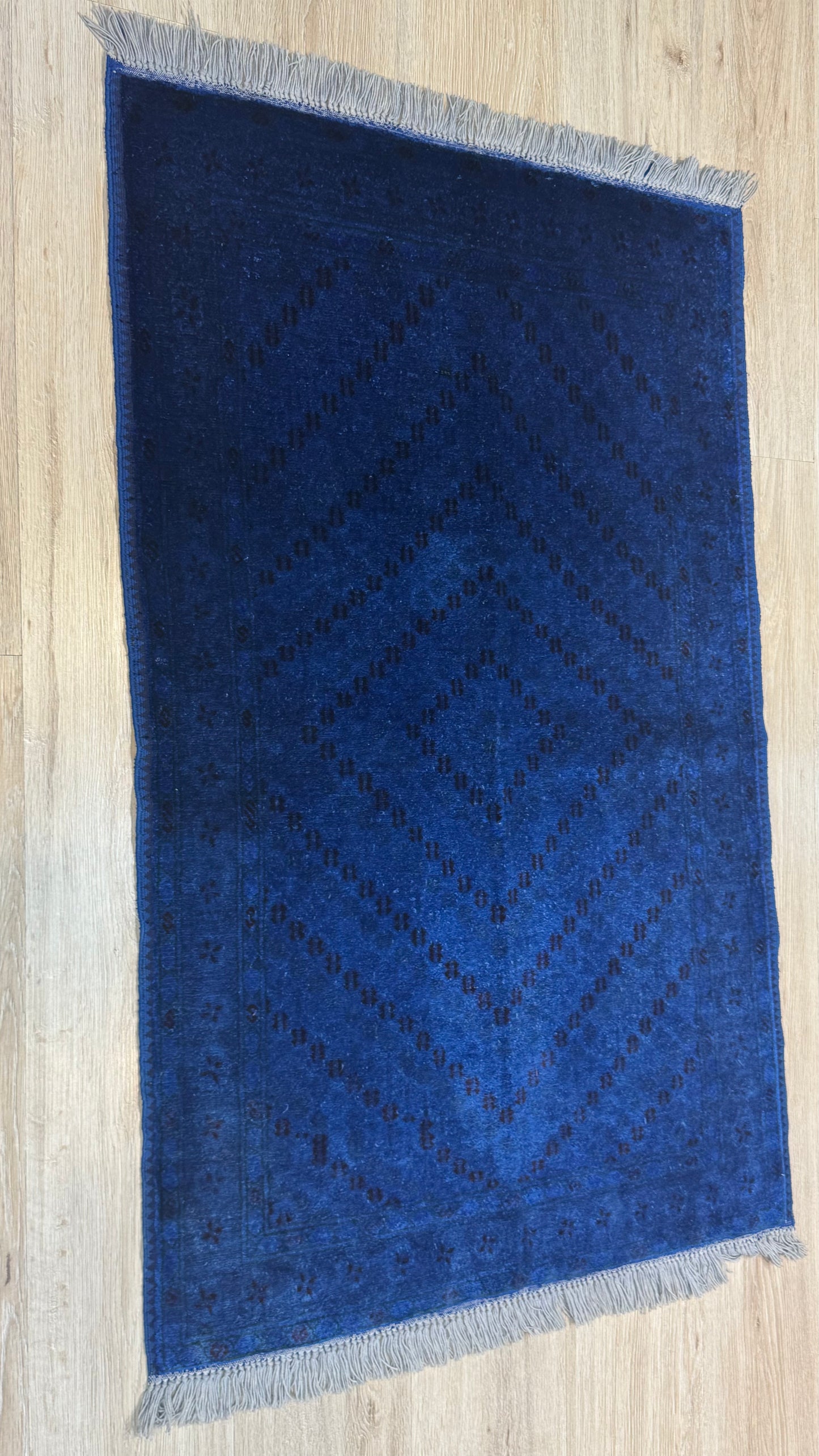 Silk Rug. Blue Mark of Grace.