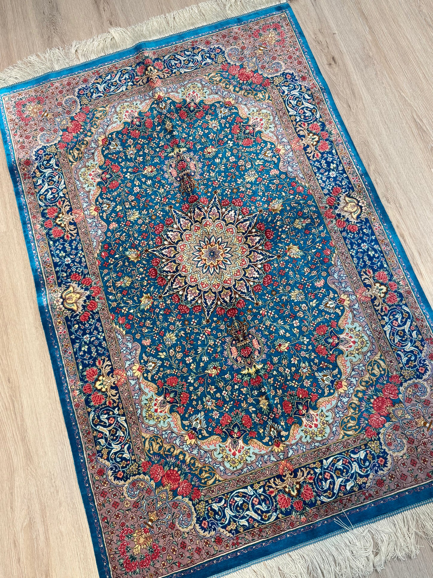 Silk Rug. Garden Bloom.