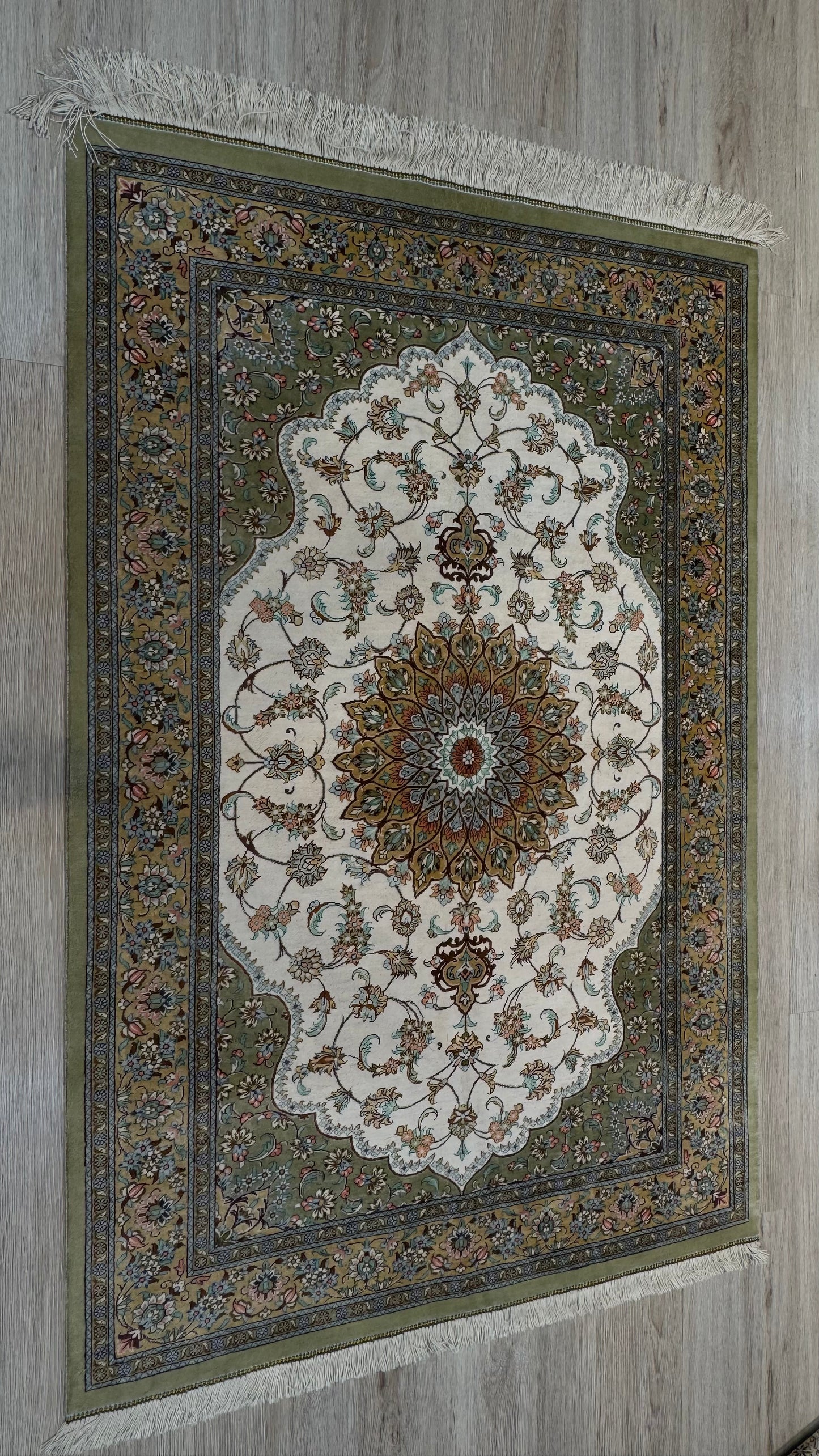 Silk Rug. Garden Bloom.